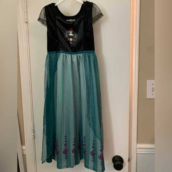 Disney Frozen Kids Anna Nightgown Dress - Black and Teal - Picture 1 of 6